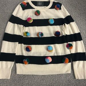 Libertine Handmade Cashmere Sweater With Pom Pom Embellishments
